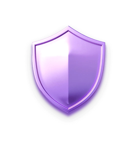 Escudo metálico morado representando la protección de RansomArmor contra ciberataques